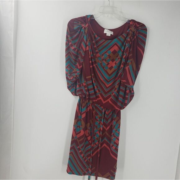 JESSICA SIMPSON wine red with teal dress - Picture 1 of 6